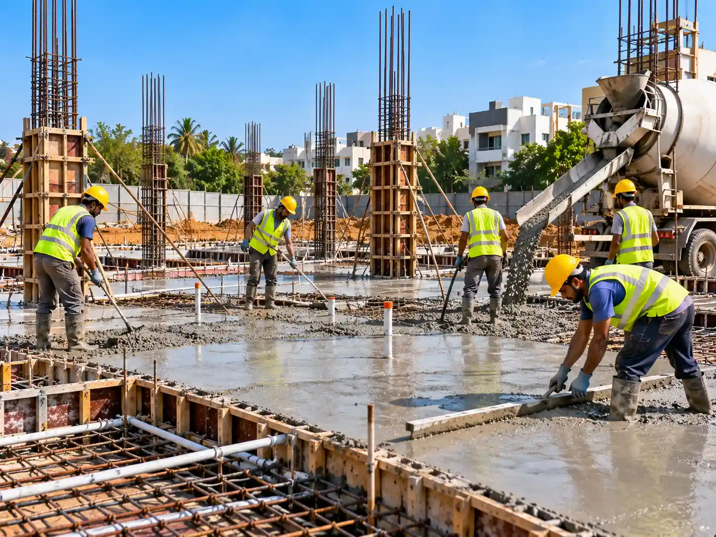 Concrete equipment at a construction project